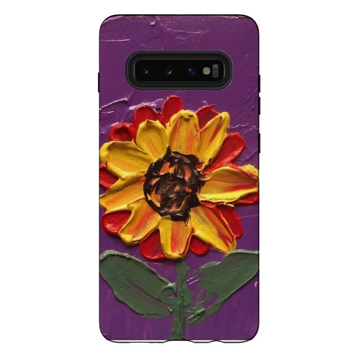 Galaxy S10 plus StrongFit Sunflower acrylic painting by ArtKingdom7