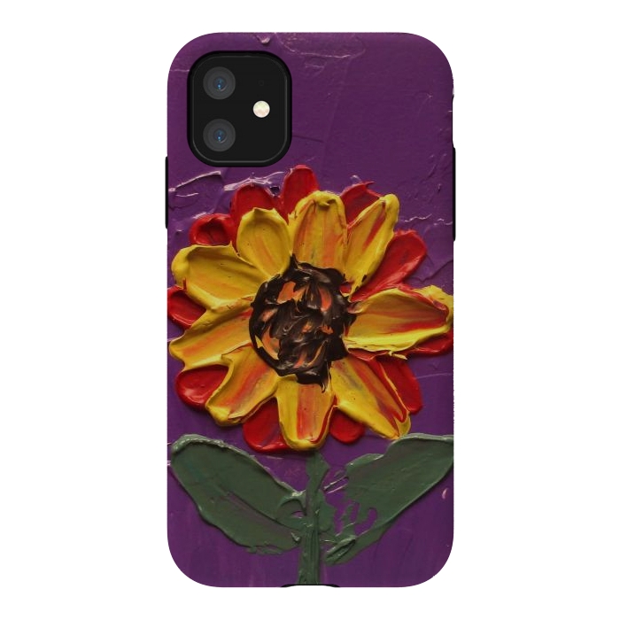 iPhone 11 StrongFit Sunflower acrylic painting by ArtKingdom7