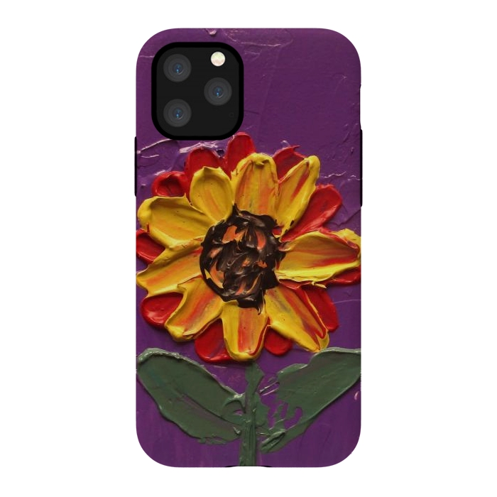 iPhone 11 Pro StrongFit Sunflower acrylic painting by ArtKingdom7