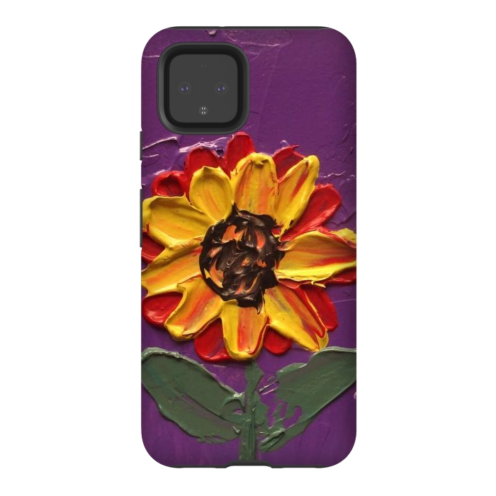 Pixel 4 StrongFit Sunflower acrylic painting by ArtKingdom7