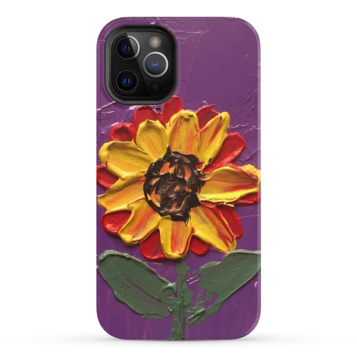 iPhone 12 Pro StrongFit Sunflower acrylic painting by ArtKingdom7