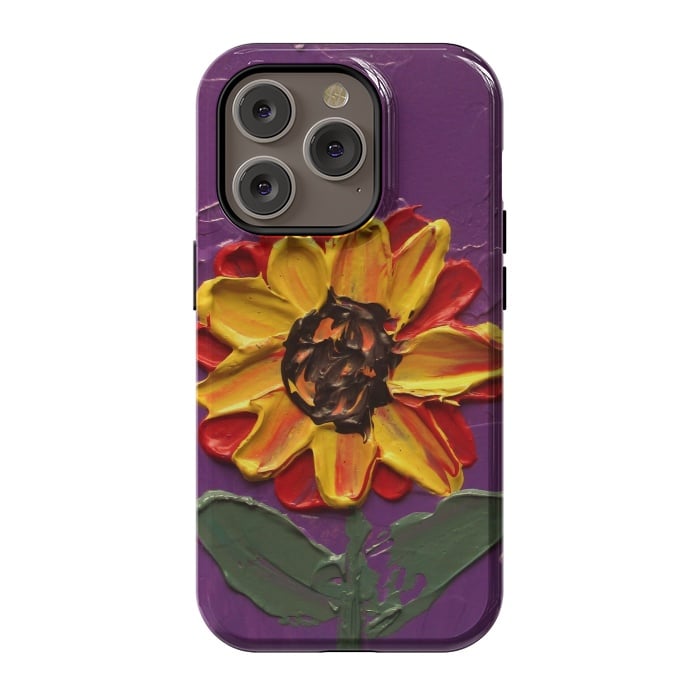 iPhone 14 Pro StrongFit Sunflower acrylic painting by ArtKingdom7