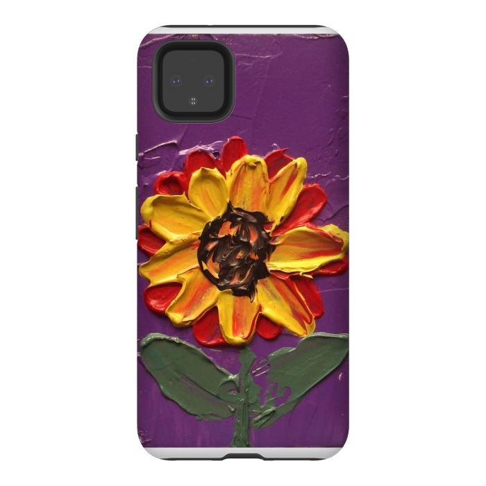 Pixel 4XL StrongFit Sunflower acrylic painting by ArtKingdom7