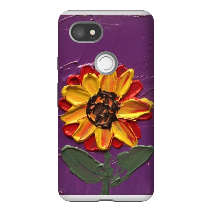 Pixel 2XL StrongFit Sunflower acrylic painting by ArtKingdom7