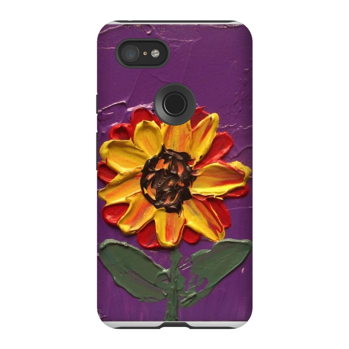 Pixel 3XL StrongFit Sunflower acrylic painting by ArtKingdom7
