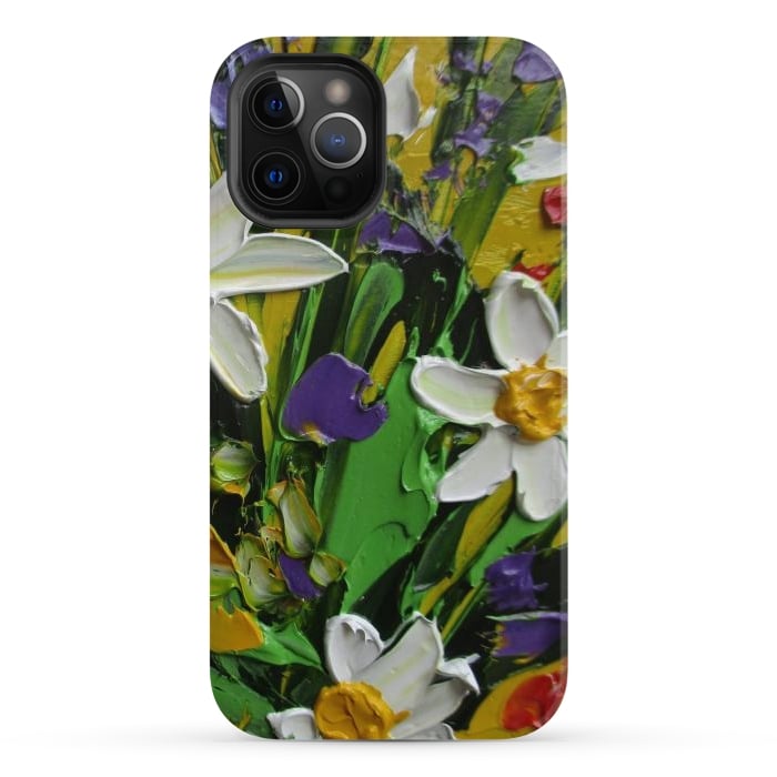iPhone 12 Pro Max StrongFit Impasto flowers oil art original by ArtKingdom7