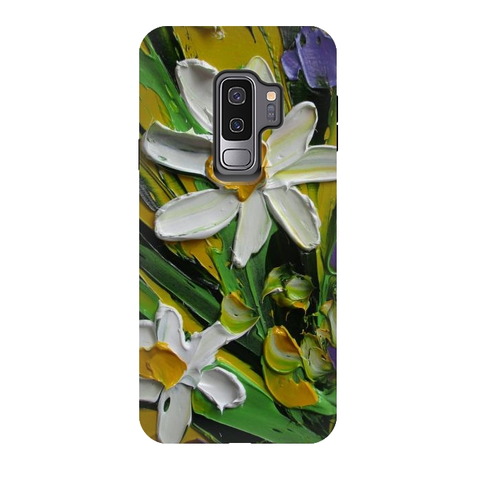 Galaxy S9 plus StrongFit Impasto flowers oil art original by ArtKingdom7