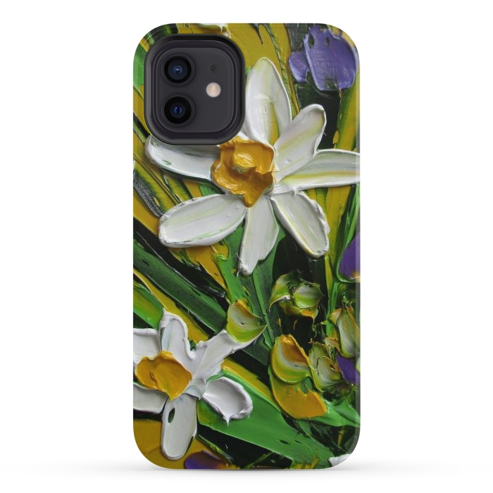 iPhone 12 StrongFit Impasto flowers oil art original by ArtKingdom7