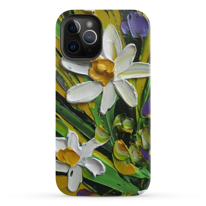 iPhone 12 Pro StrongFit Impasto flowers oil art original by ArtKingdom7