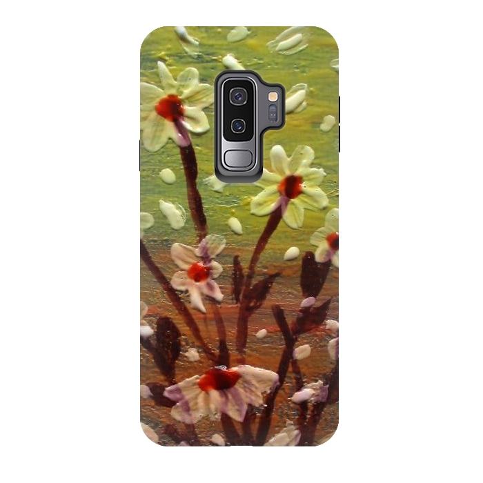 Galaxy S9 plus StrongFit Daisies stained glass art original acrylic by ArtKingdom7