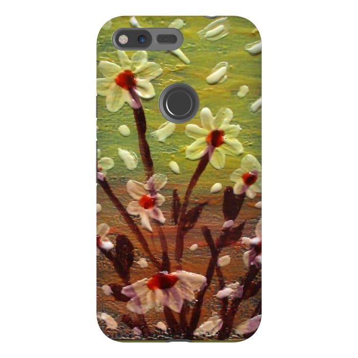 Pixel XL StrongFit Daisies stained glass art original acrylic by ArtKingdom7