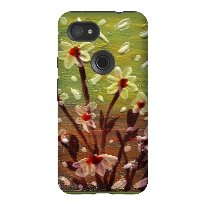 Pixel 3AXL StrongFit Daisies stained glass art original acrylic by ArtKingdom7
