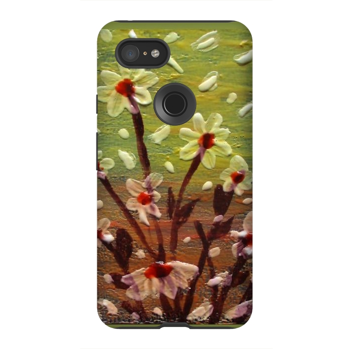 Pixel 3XL StrongFit Daisies stained glass art original acrylic by ArtKingdom7