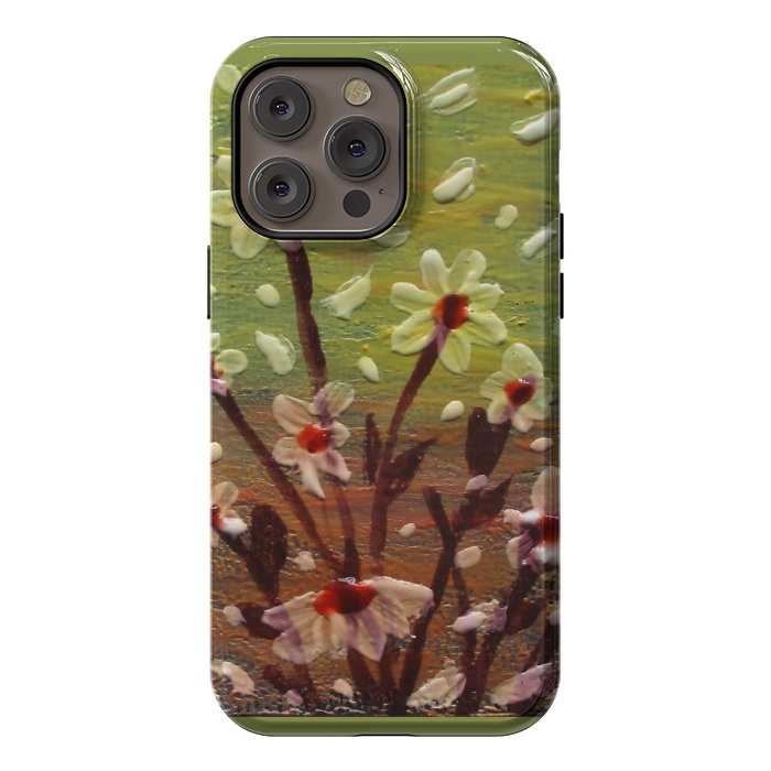 iPhone 14 Pro max StrongFit Daisies stained glass art original acrylic by ArtKingdom7