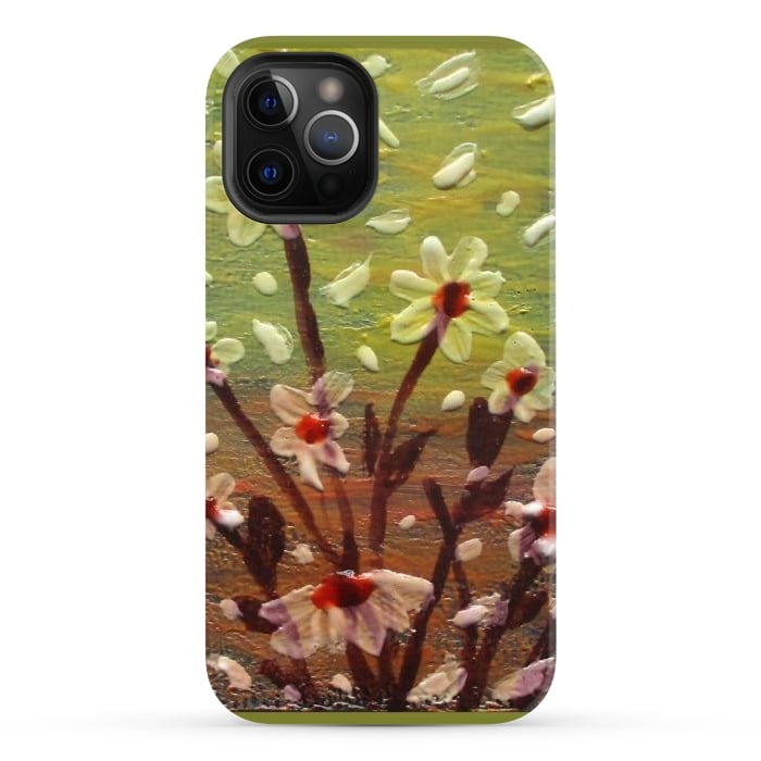 iPhone 12 Pro Max StrongFit Daisies stained glass art original acrylic by ArtKingdom7
