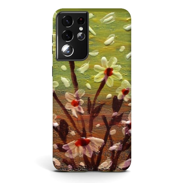 Galaxy S21 ultra StrongFit Daisies stained glass art original acrylic by ArtKingdom7