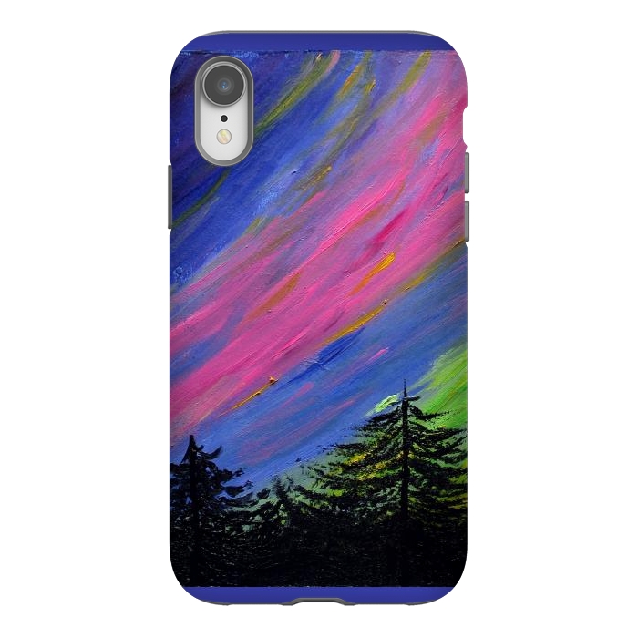 iPhone Xr StrongFit Aurora Borealis oil painting by ArtKingdom7
