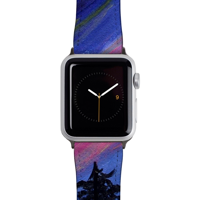 Watch 38mm / 40mm Strap PU leather Aurora Borealis oil painting by ArtKingdom7