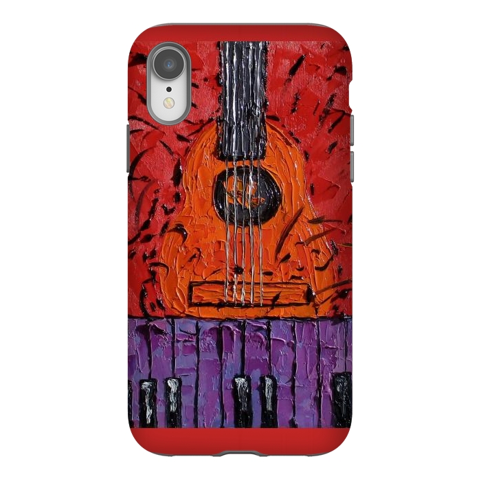 iPhone Xr StrongFit Guitar oil painting,  palette knife art by ArtKingdom7