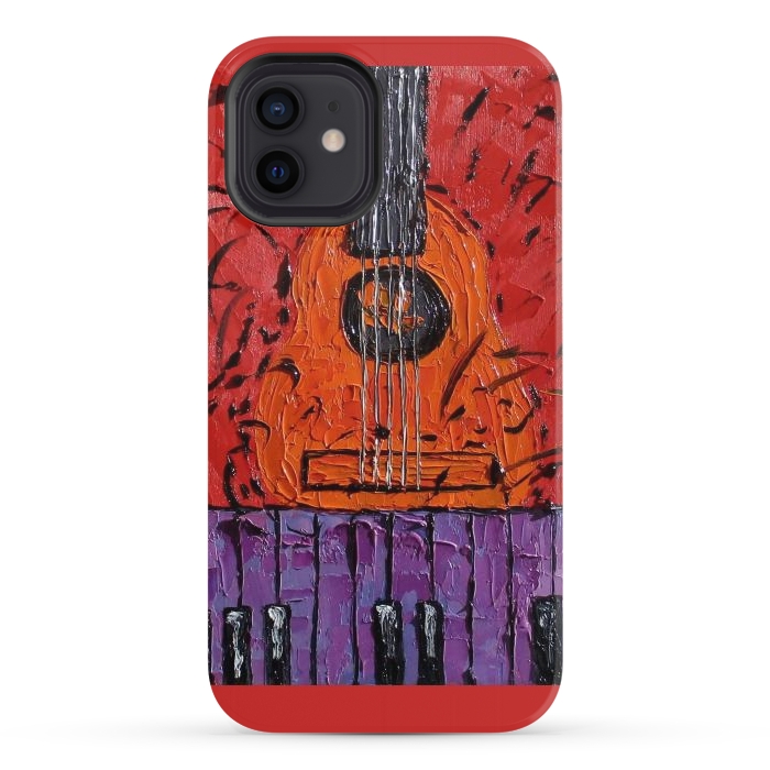 iPhone 12 StrongFit Guitar oil painting,  palette knife art by ArtKingdom7