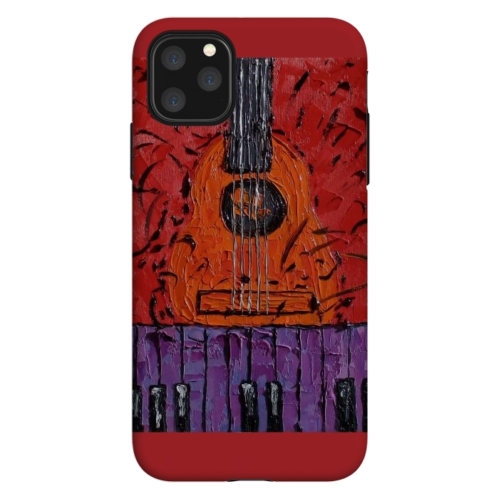 iPhone 11 Pro Max StrongFit Guitar oil painting,  palette knife art by ArtKingdom7