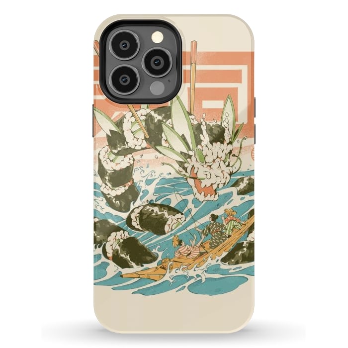 iPhone 13 Pro Max StrongFit Cucumber Sushi Dragon by Ilustrata