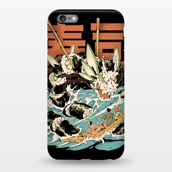 iPhone 6/6s plus StrongFit Cucumber Sushi Dragon - Black by Ilustrata