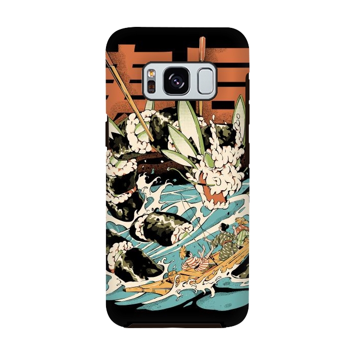Galaxy S8 StrongFit Cucumber Sushi Dragon - Black by Ilustrata