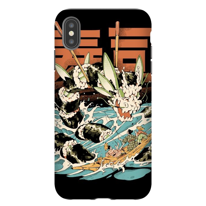 iPhone Xs Max StrongFit Cucumber Sushi Dragon - Black by Ilustrata
