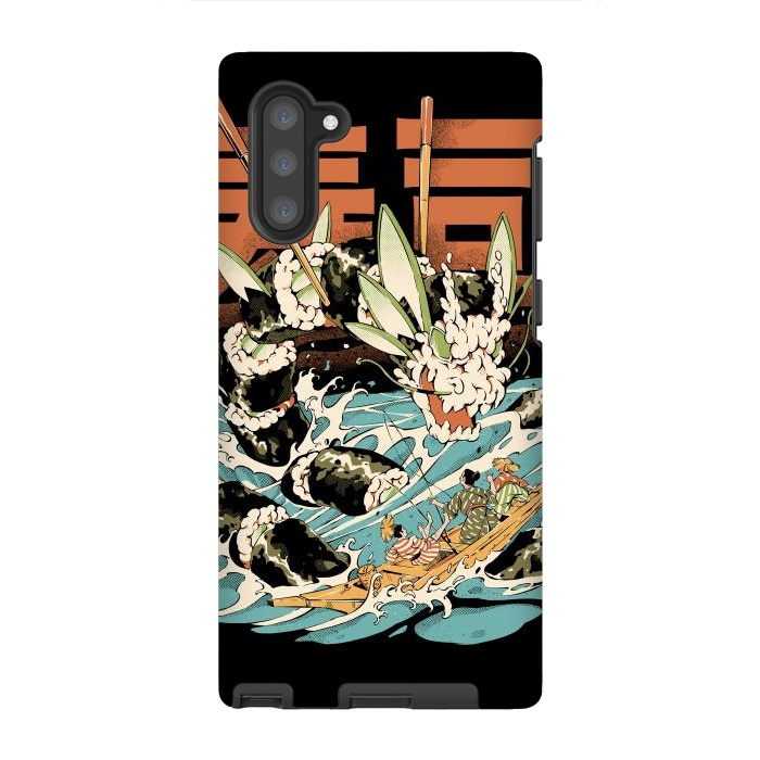 Galaxy Note 10 StrongFit Cucumber Sushi Dragon - Black by Ilustrata