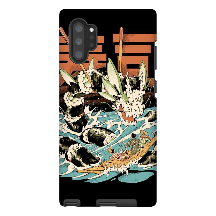 Galaxy Note 10 plus StrongFit Cucumber Sushi Dragon - Black by Ilustrata