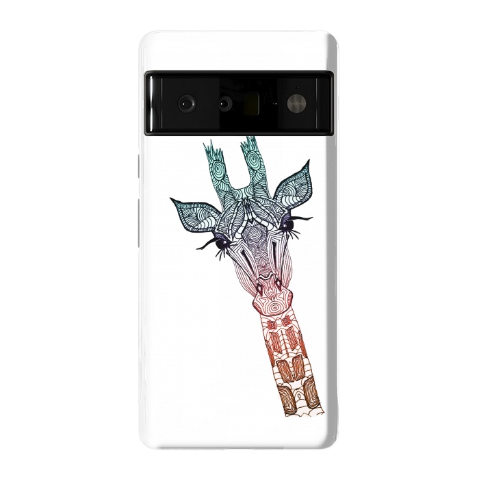 Pixel 6 Pro StrongFit Giraffe Teal by Monika Strigel