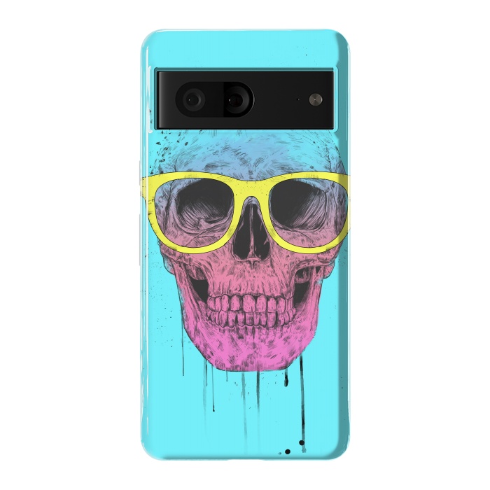 Pixel 7 StrongFit Pop Art Skull With Glasses by Balazs Solti