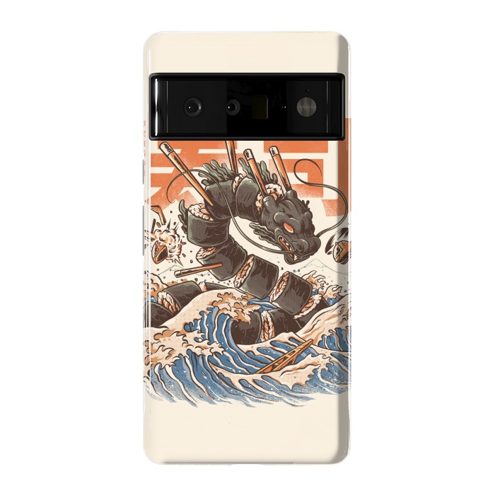 Pixel 6 Pro StrongFit Great Sushi Dragon  by Ilustrata