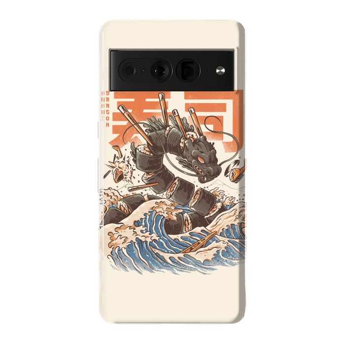 Pixel 7 Pro StrongFit Great Sushi Dragon  by Ilustrata