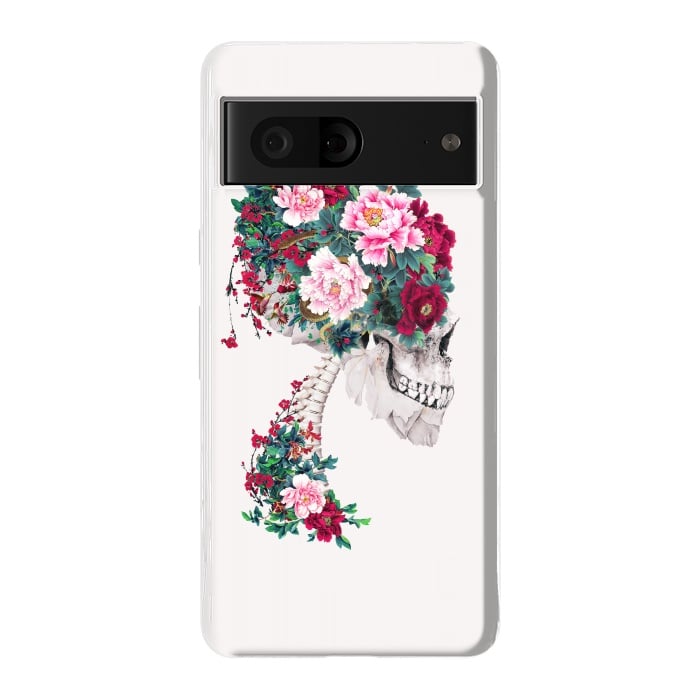 Pixel 7 StrongFit Skull with Peonies by Riza Peker