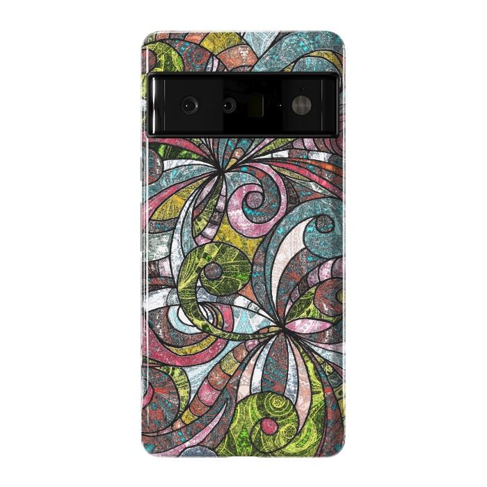 Pixel 6 Pro StrongFit Drawing Floral Zentangle G203 by Medusa GraphicArt