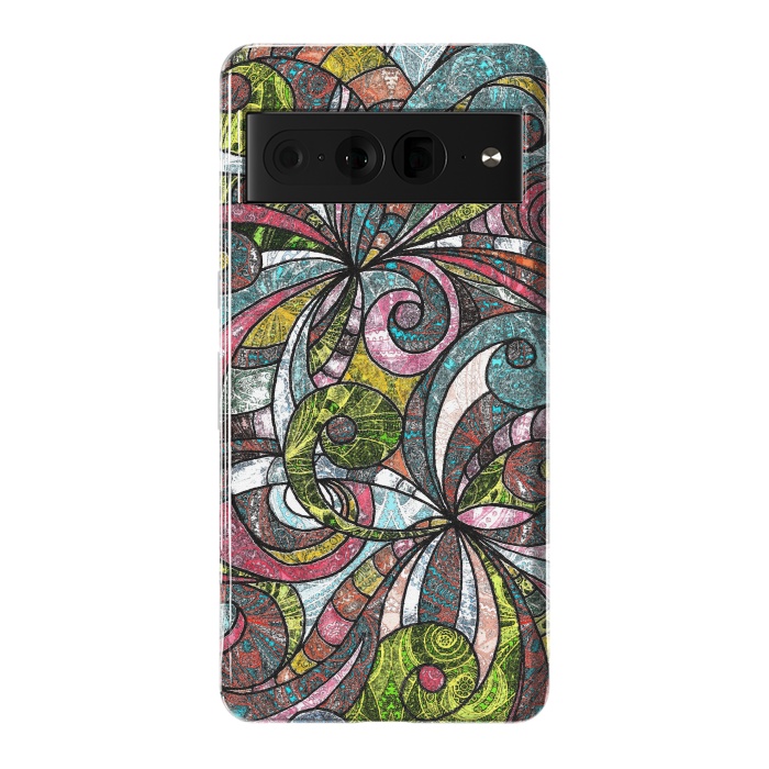 Pixel 7 Pro StrongFit Drawing Floral Zentangle G203 by Medusa GraphicArt