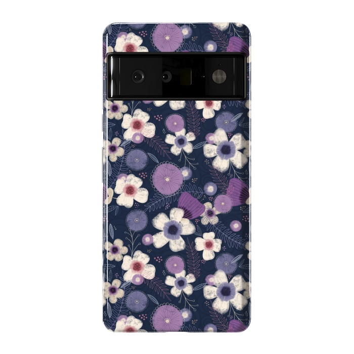 Pixel 6 Pro StrongFit Navy & Purple Floral by Noonday Design