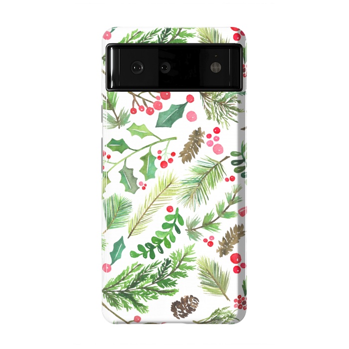 Pixel 6 StrongFit Watercolor Christmas Greenery by Noonday Design