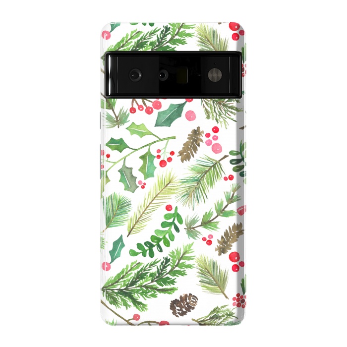 Pixel 6 Pro StrongFit Watercolor Christmas Greenery by Noonday Design