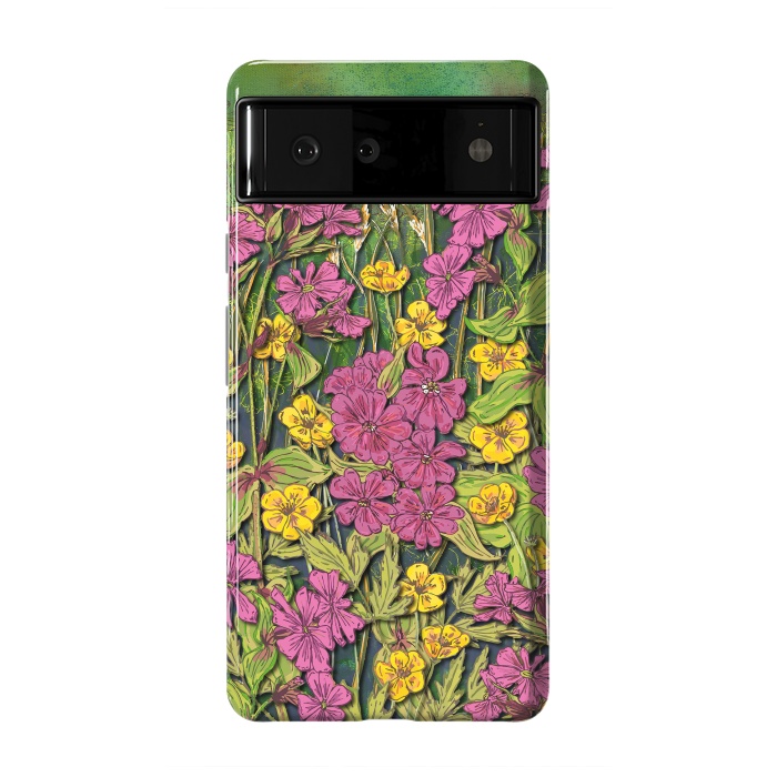 Pixel 6 StrongFit Pink and Yellow Wildflowers by Lotti Brown