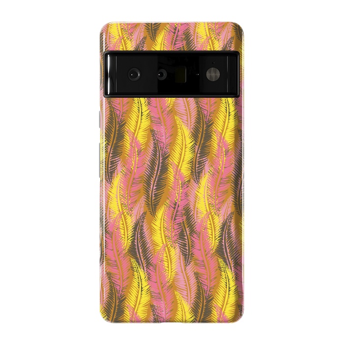 Pixel 6 Pro StrongFit Feather Stripe in Pink and Yellow by Lotti Brown