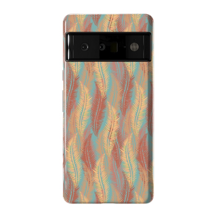 Pixel 6 Pro StrongFit Feather Stripe - Coral & Turquoise by Lotti Brown
