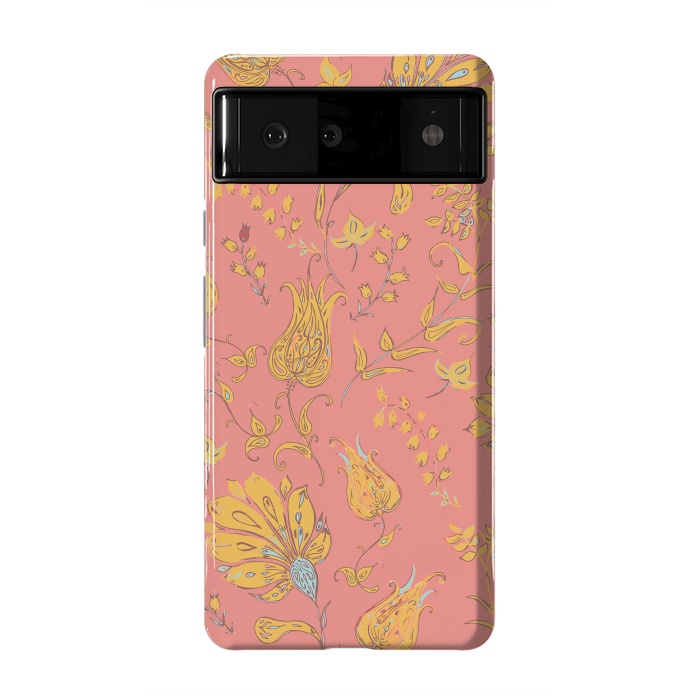 Pixel 6 StrongFit Paradise Floral - Coral & Yellow by Lotti Brown