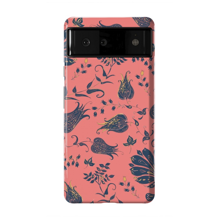 Pixel 6 StrongFit Paradise Florals - Coral & Blue by Lotti Brown