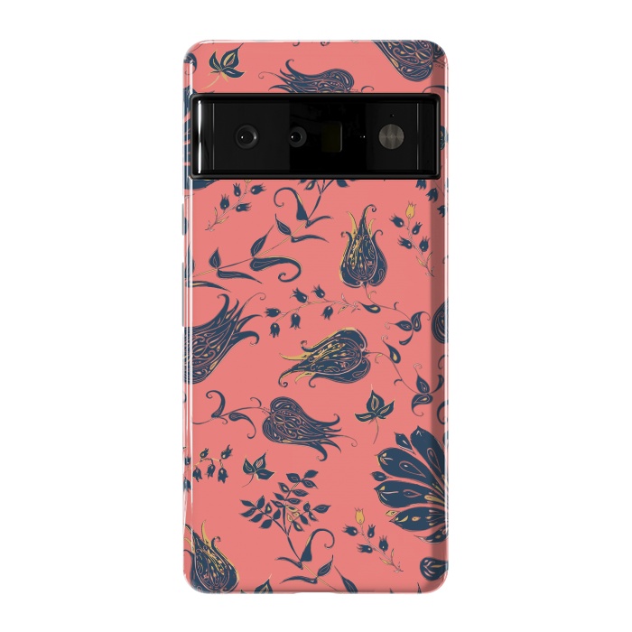 Pixel 6 Pro StrongFit Paradise Florals - Coral & Blue by Lotti Brown