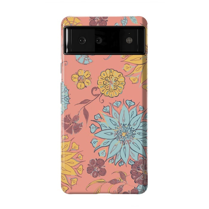 Pixel 6 StrongFit Multi-Floral - Coral, Yellow & Blue by Lotti Brown
