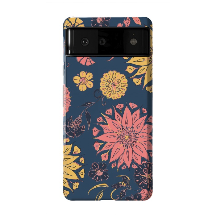 Pixel 6 StrongFit Multi-Florals - Blue, Pink & Yellow by Lotti Brown