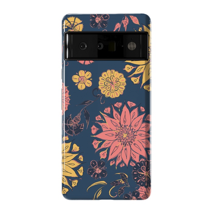 Pixel 6 Pro StrongFit Multi-Florals - Blue, Pink & Yellow by Lotti Brown